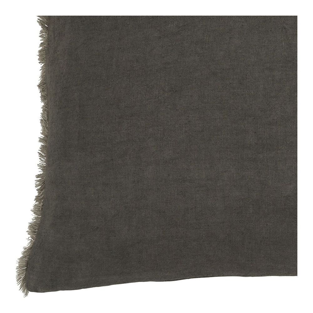 Coussins textile - Housse de coussin CHLOÉ en lin lavé - Gris charbon - 60 x 40 cm - BLANC D'IVOIRE
