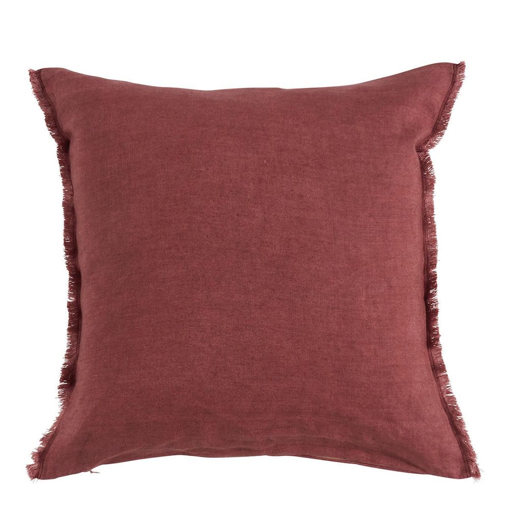 Coussins textile - Housse de coussin CHLOÉ en lin lavé - Terracotta - 50 x 50 cm - BLANC D'IVOIRE