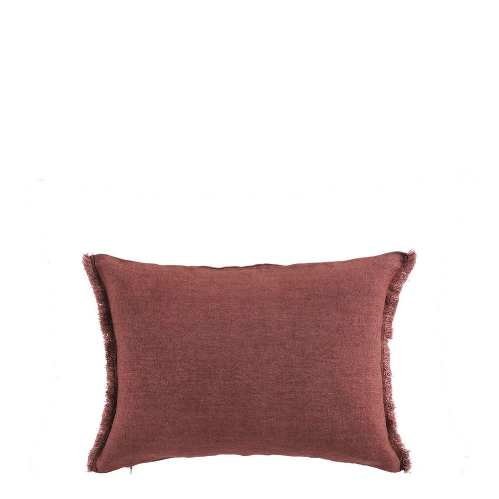 Coussins textile - Housse de coussin CHLOÉ en lin lavé - Terracotta - 30 x 40 cm - BLANC D'IVOIRE
