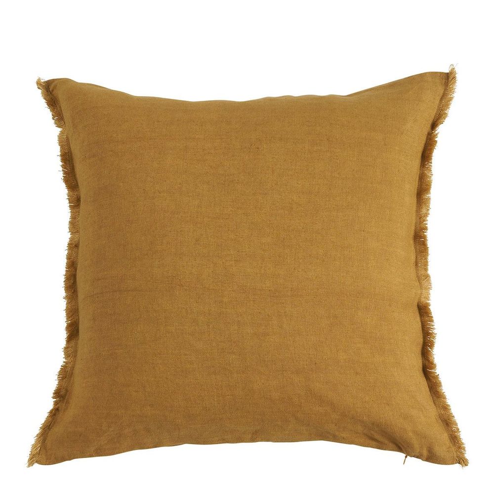Fabric cushions - CHLOÉ cushion cover in washed linen - Saffron - 50 x 50 cm - BLANC D'IVOIRE