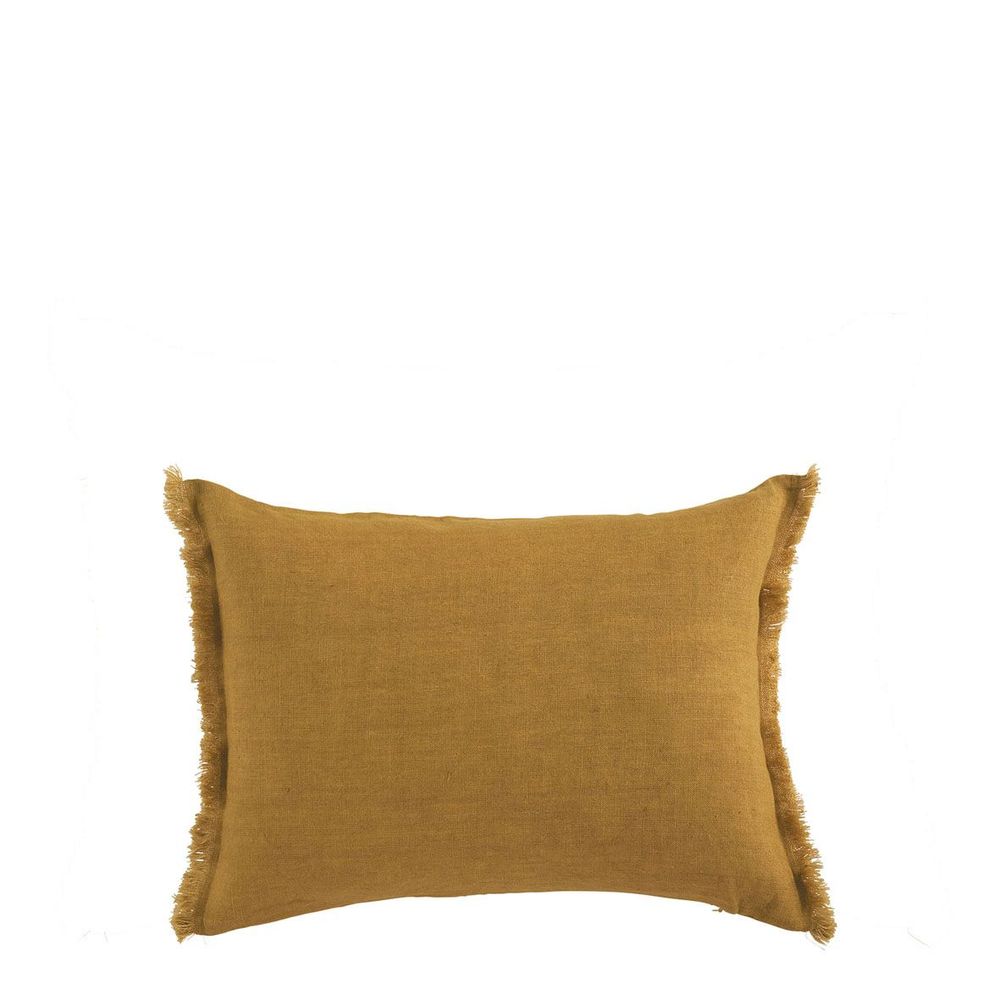 Fabric cushions - CHLOÉ cushion cover in washed linen - Saffron - 30 x 40 cm - BLANC D'IVOIRE