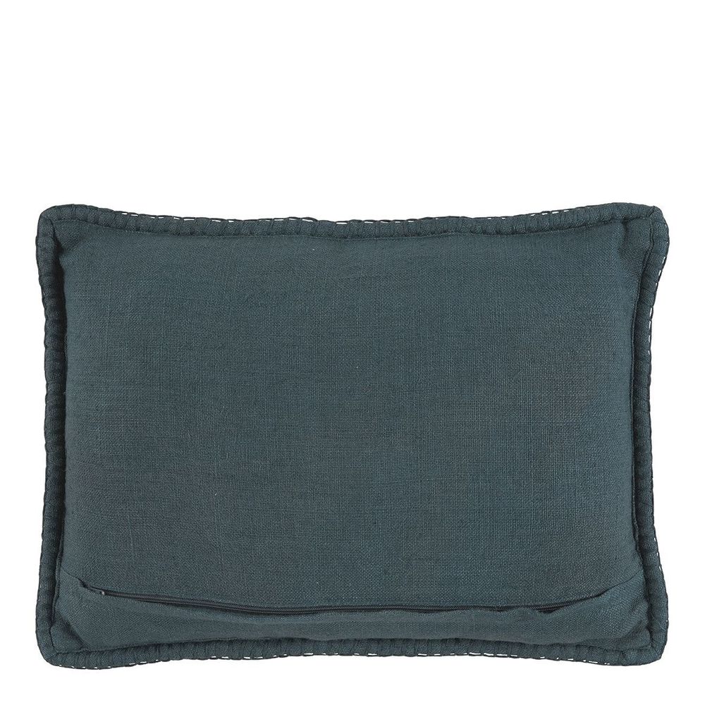 Coussins - Coussin LOUISE lin - Pétrole - BLANC D'IVOIRE