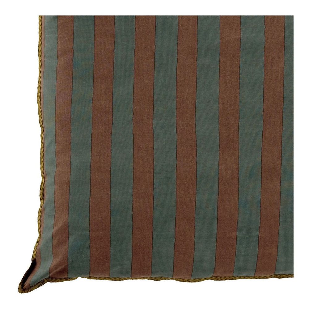 Coussins textile - Housse de coussin BAYADERE en coton - Bleu pétrole et terracotta - 50 x 50 cm - BLANC D'IVOIRE