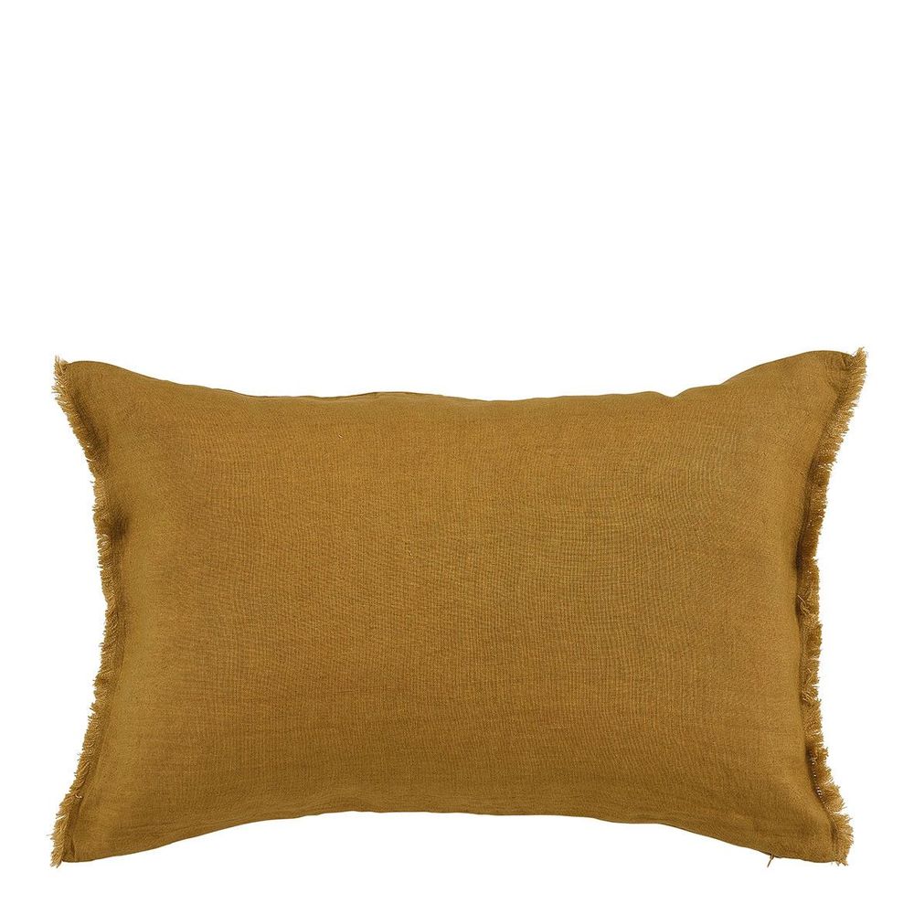 Coussins textile - Housse de coussin CHLOÉ en lin lavé - Safran - 60 x 40 cm - BLANC D'IVOIRE