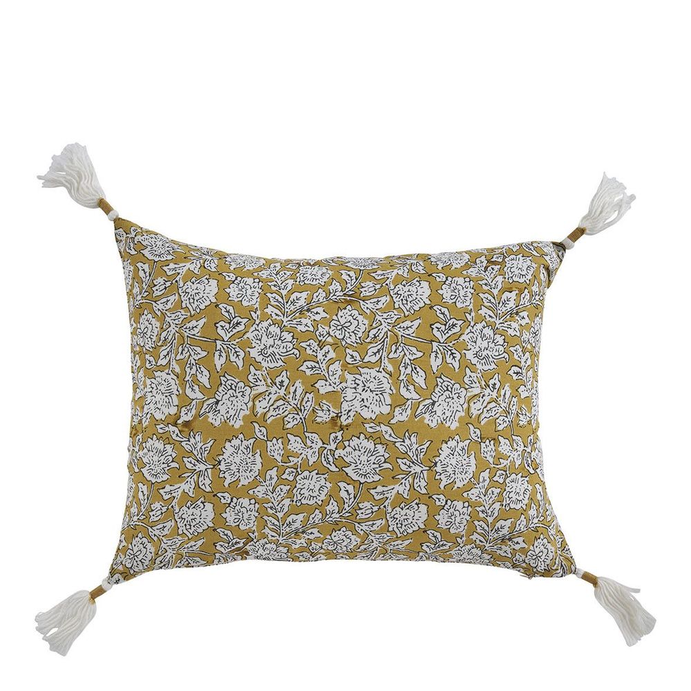 Coussins textile - Housse de coussin EDEN en coton - Safran - 30 x 40 cm - BLANC D'IVOIRE