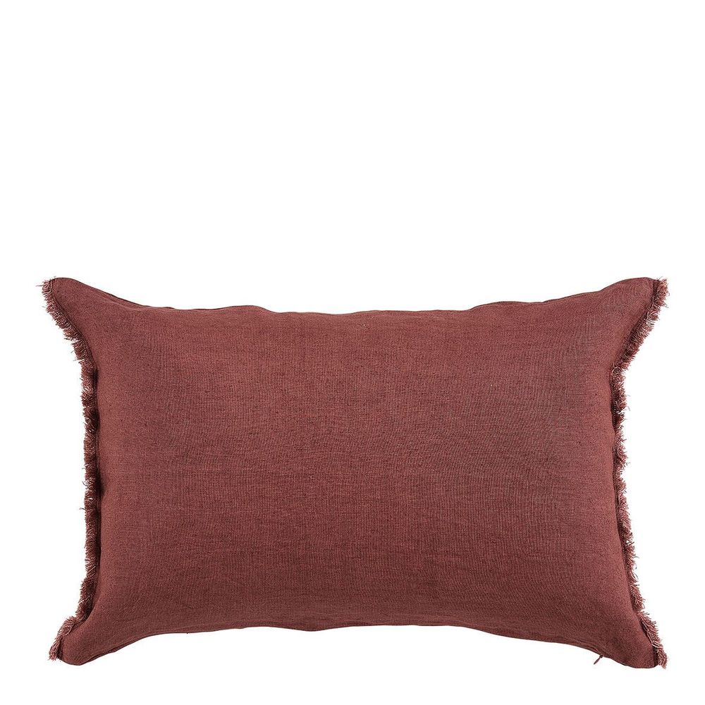 Fabric cushions - CHLOÉ cushion cover in washed linen - Terracotta - 60 x 40 cm - BLANC D'IVOIRE