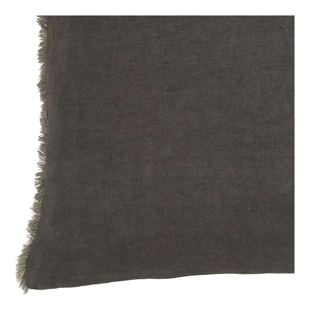 Coussins textile - Housse de coussin CHLOÉ en lin lavé - Gris charbon - 50 x 50 cm - BLANC D'IVOIRE