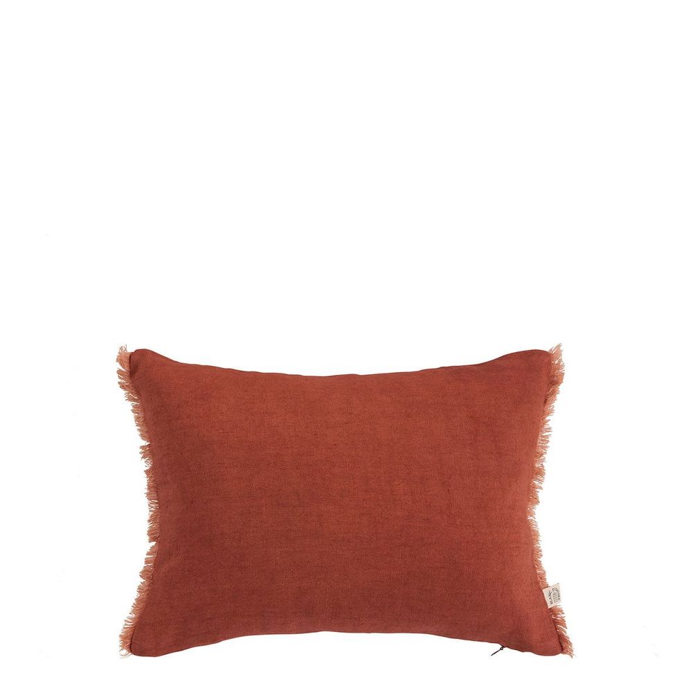 Coussins textile - Housse de coussin CHLOÉ en lin lavé - Orange brûlé - 30 x 40 cm - BLANC D'IVOIRE