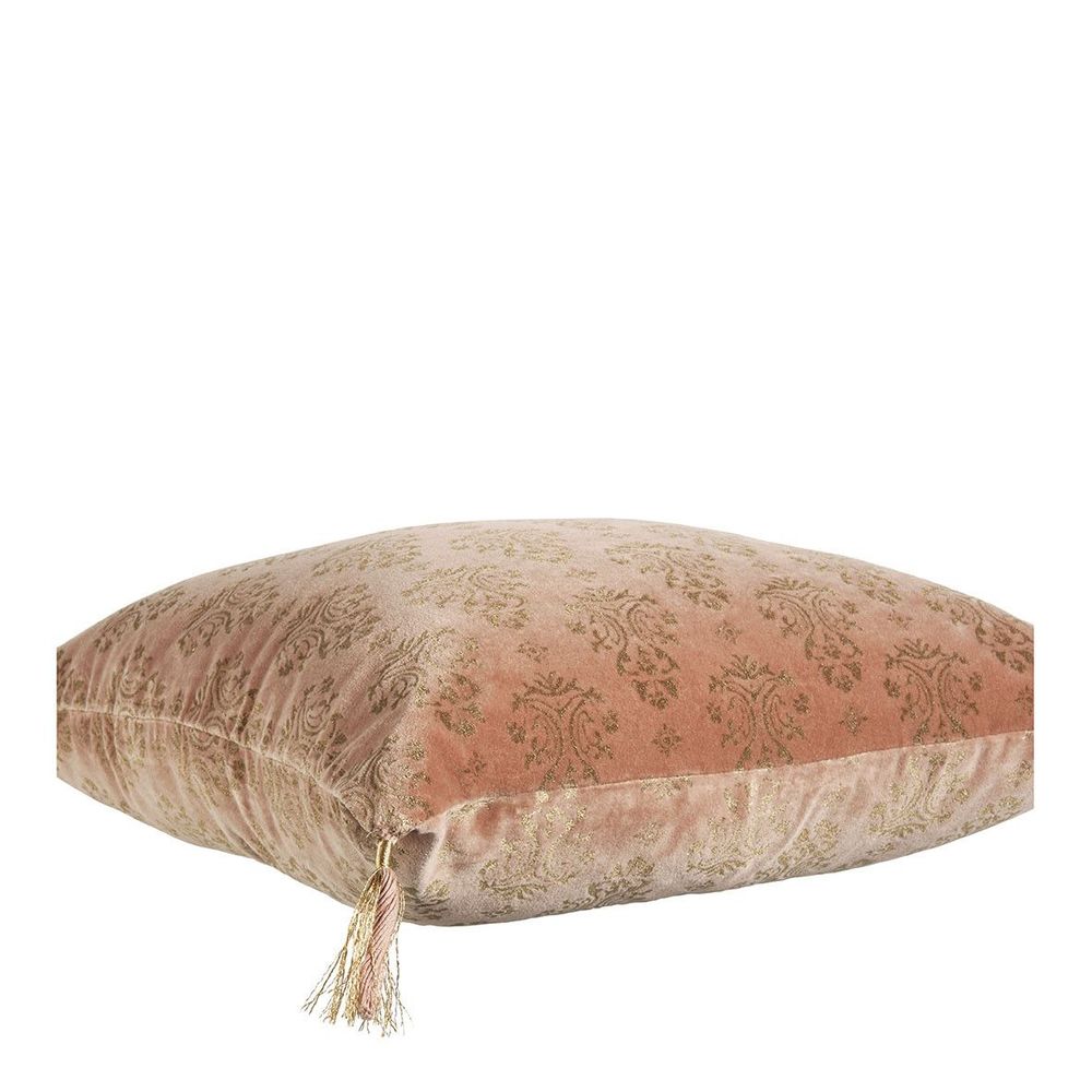 Coussins textile - Housse de coussin AURORE en velours - Rose et doré - 50 x 50 cm - BLANC D'IVOIRE