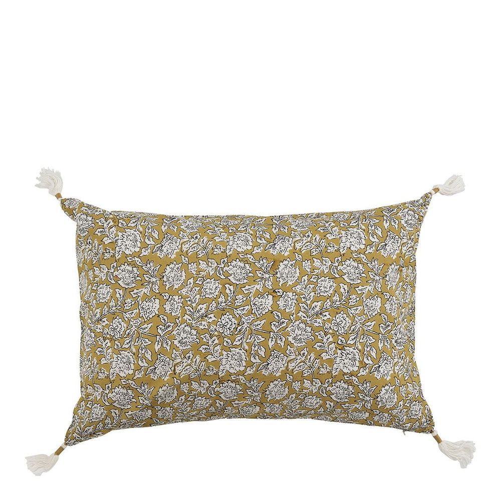 Coussins textile - Housse de coussin EDEN en coton - Safran - 60 x 40 cm - BLANC D'IVOIRE