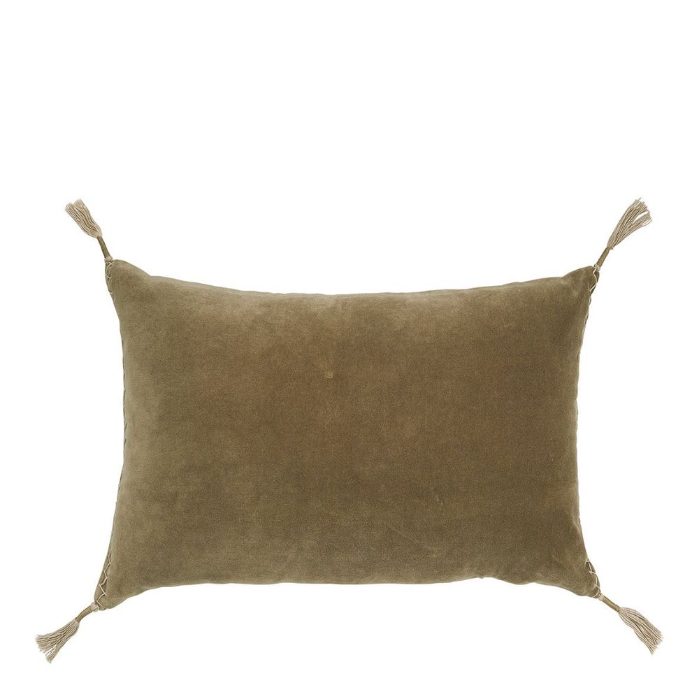 Coussins textile - Housse de coussin MATTEO en velours de coton et lin - Taupe - 60 x 40 cm - BLANC D'IVOIRE