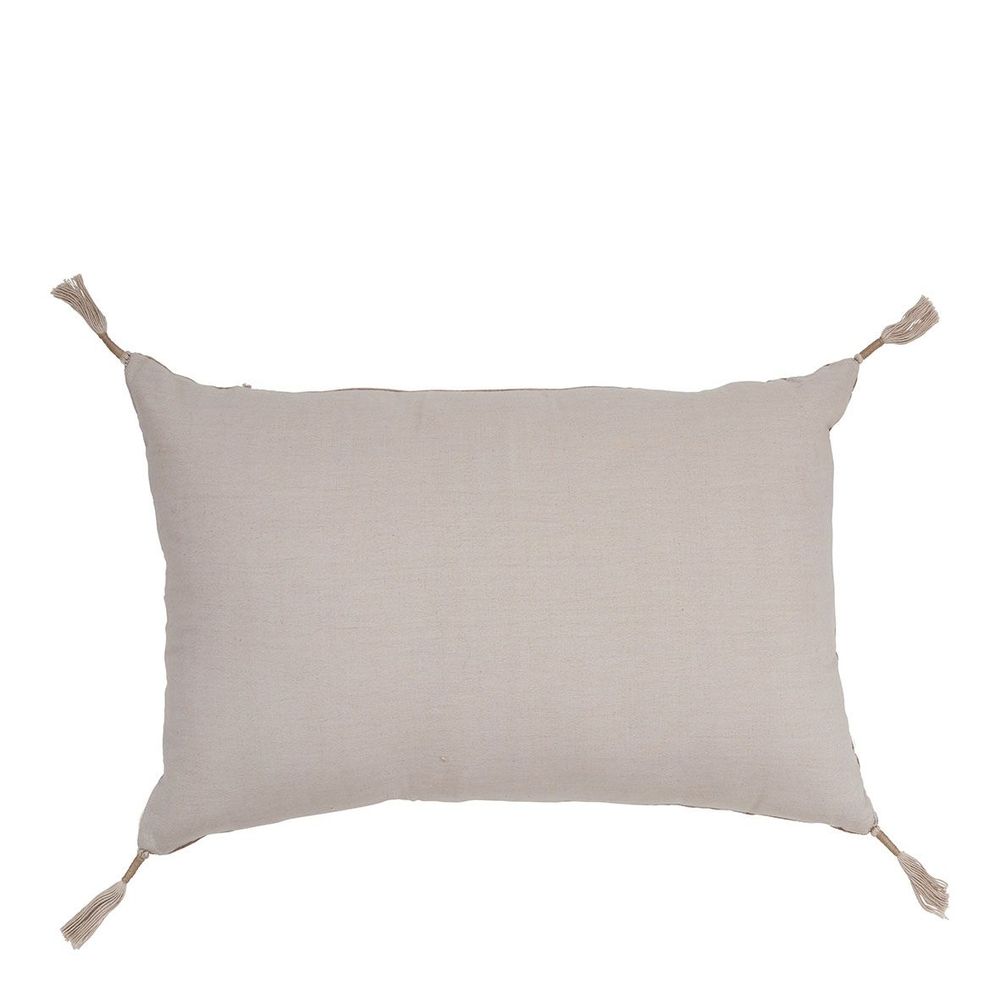 Coussins textile - Housse de coussin MATTEO en velours de coton et lin - Taupe - 60 x 40 cm - BLANC D'IVOIRE