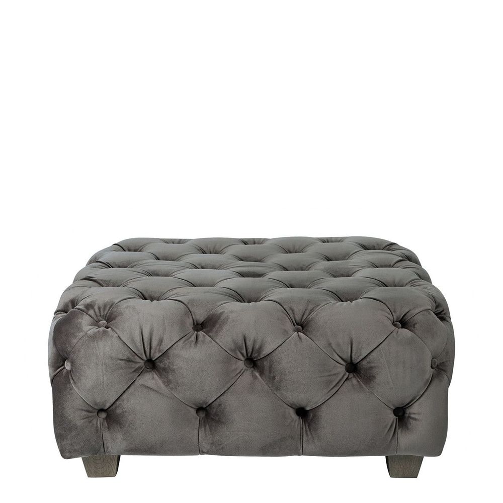 Ottomans - THEA dark gray velvet pouf - BLANC D'IVOIRE