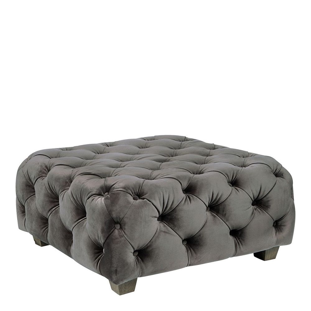 Ottomans - THEA dark gray velvet pouf - BLANC D'IVOIRE