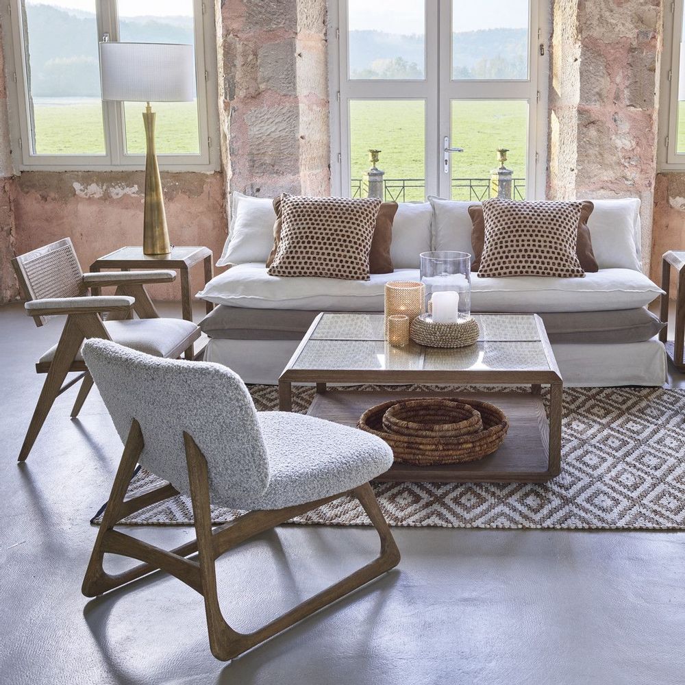 Armchairs - LINA black and white armchair - BLANC D'IVOIRE