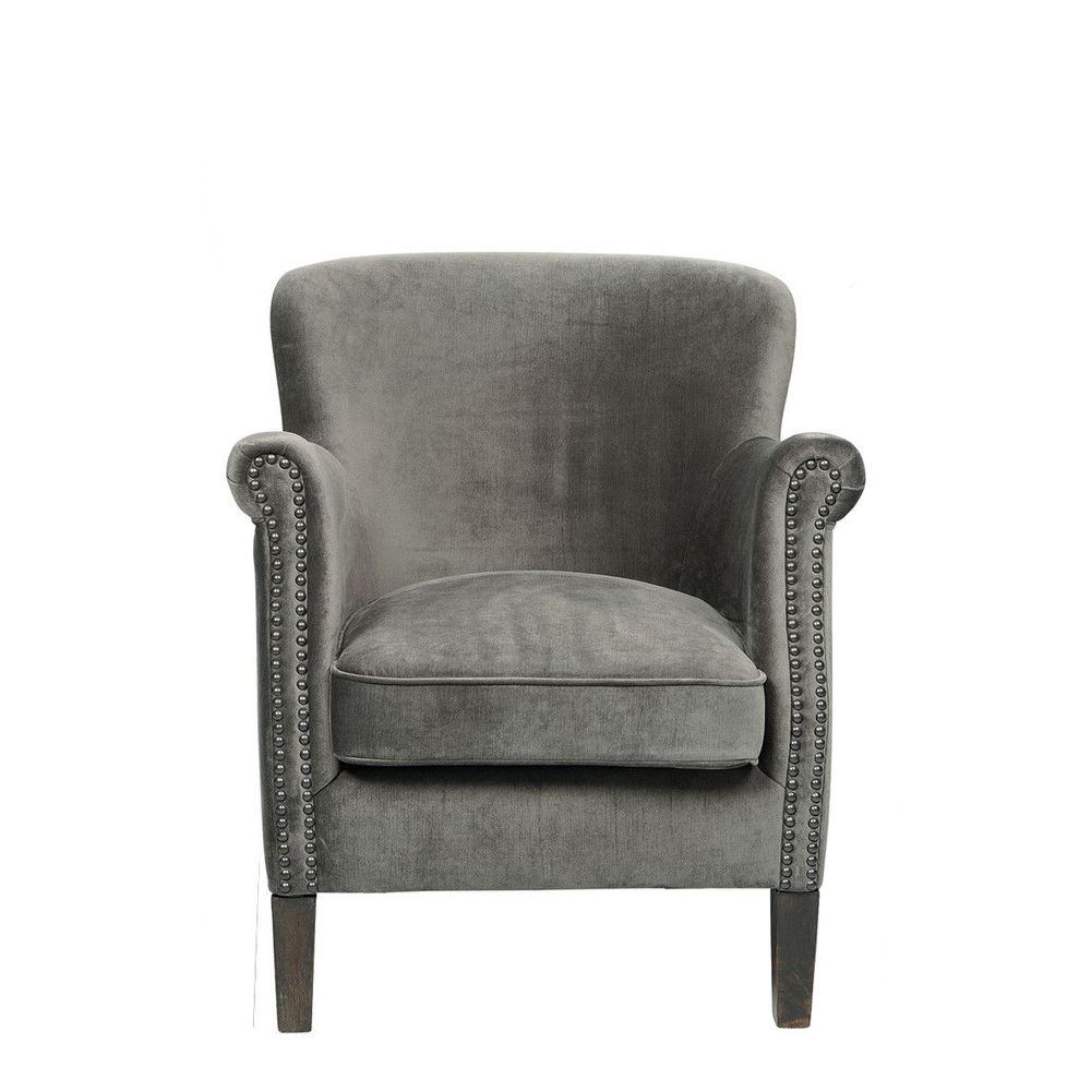 Armchairs - CLAUDE armchair dark gray velvet - BLANC D'IVOIRE