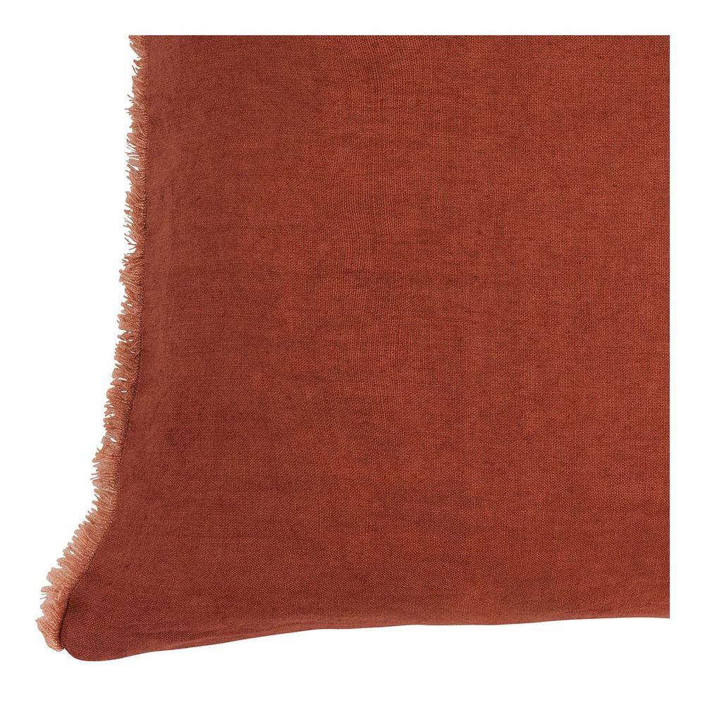Coussins textile - Housse de coussin CHLOÉ en lin lavé - Orange brûlé - 60 x 40 cm - BLANC D'IVOIRE