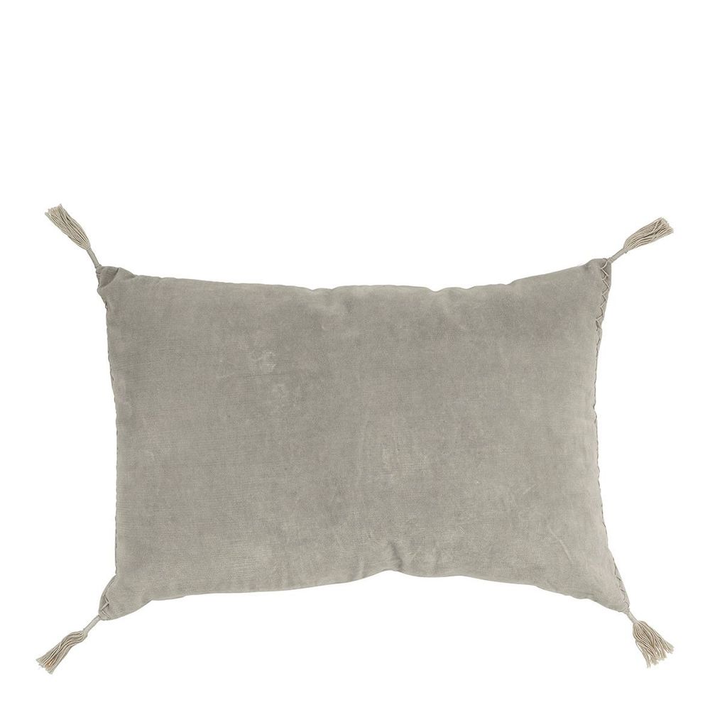 Coussins textile - Housse de coussin MATTEO en velours de coton et lin - Gris - 60 x 40 cm - BLANC D'IVOIRE