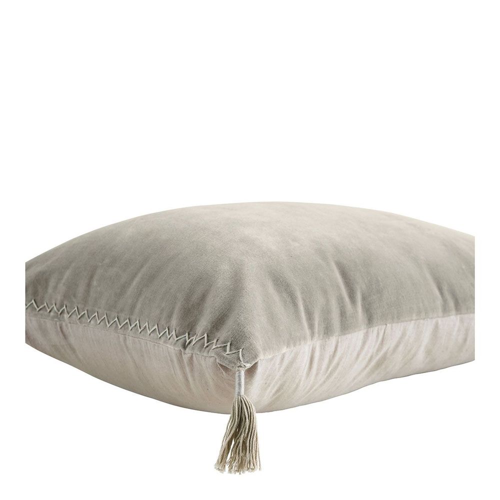 Coussins textile - Housse de coussin MATTEO en velours de coton et lin - Gris - 60 x 40 cm - BLANC D'IVOIRE