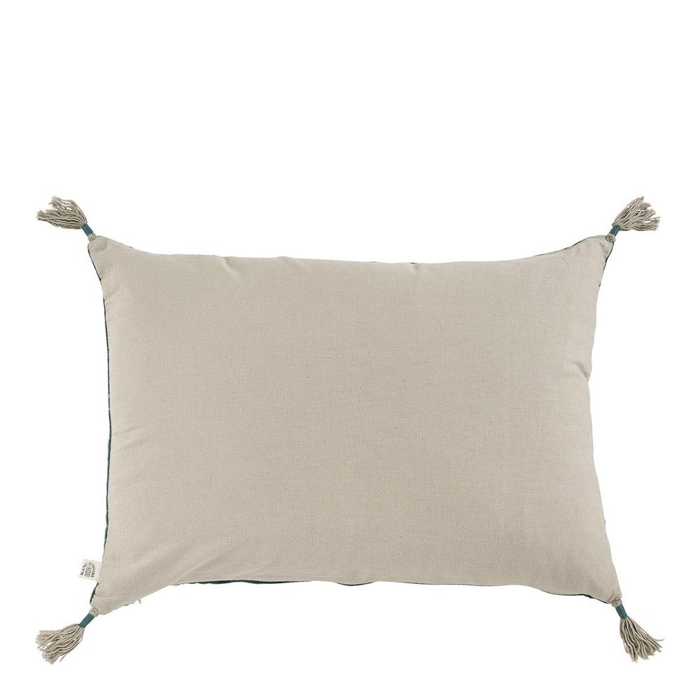 Fabric cushions - MATTEO cushion cover in cotton and linen velvet - Celadon - 60 x 40 cm - BLANC D'IVOIRE