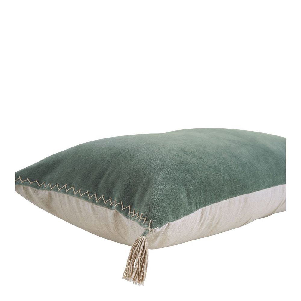 Fabric cushions - MATTEO cushion cover in cotton and linen velvet - Celadon - 60 x 40 cm - BLANC D'IVOIRE