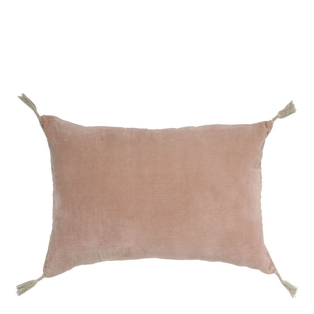 Fabric cushions - MATTEO cushion cover in cotton and linen velvet - Pink - 60 x 40 cm - BLANC D'IVOIRE