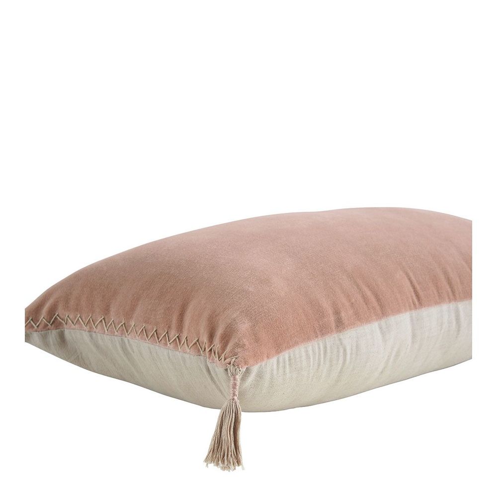 Fabric cushions - MATTEO cushion cover in cotton and linen velvet - Pink - 60 x 40 cm - BLANC D'IVOIRE