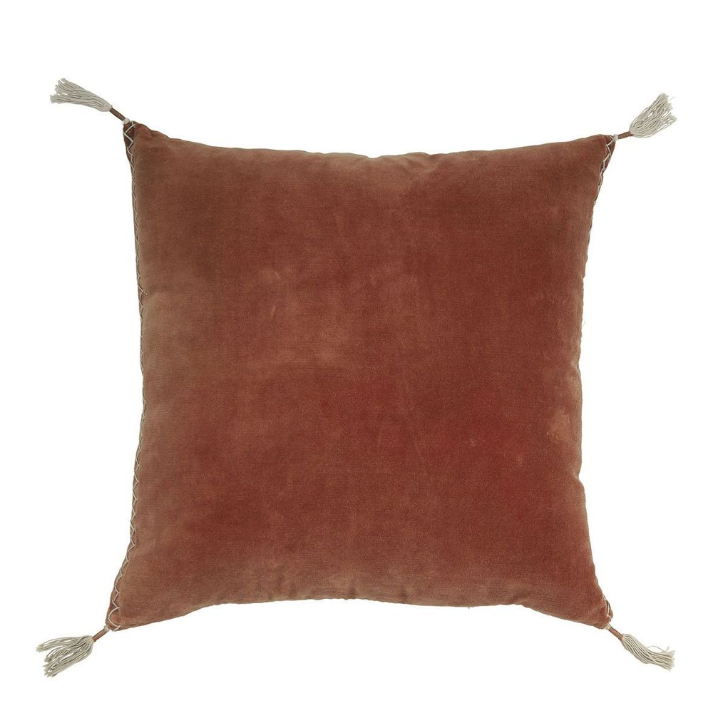Fabric cushions - MATTEO cushion cover in cotton and linen velvet - Burnt Orange - 50 x 50 cm - BLANC D'IVOIRE