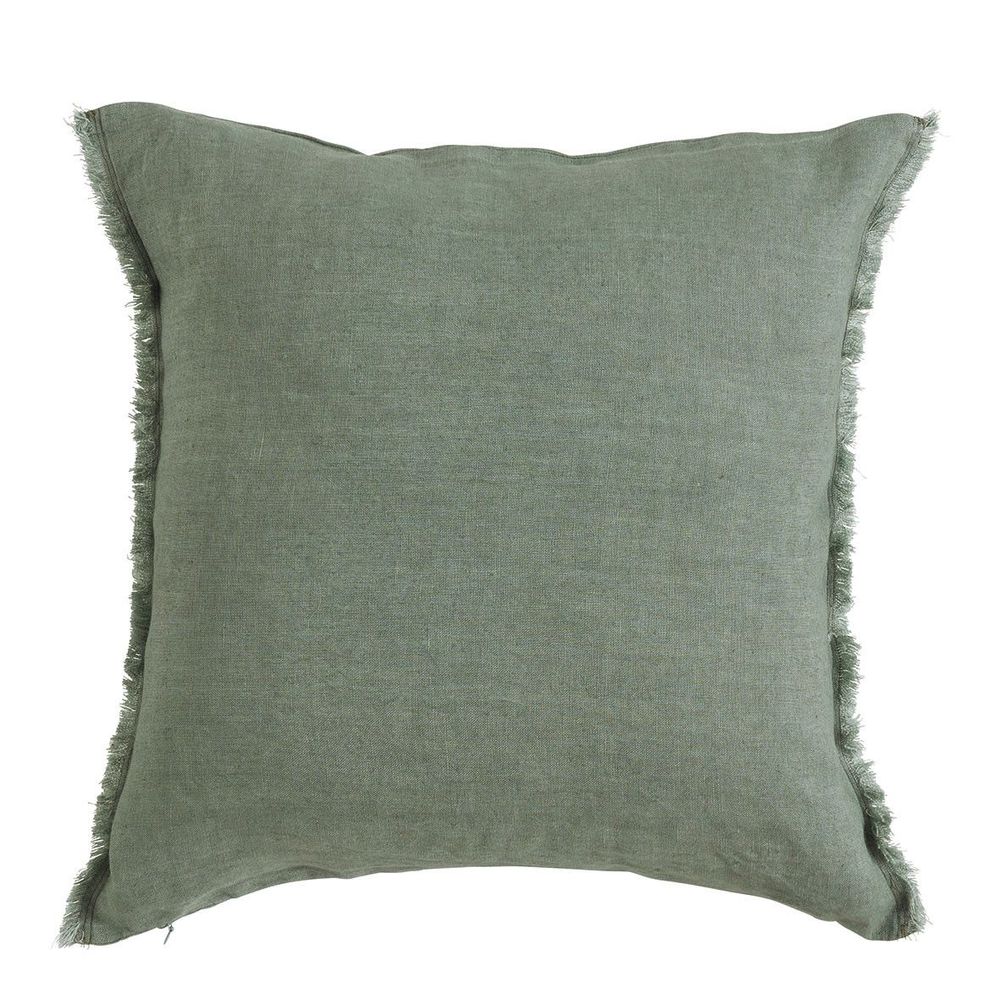 Fabric cushions - CHLOÉ cushion cover in washed linen - Celadon - 50 x 50 cm - BLANC D'IVOIRE