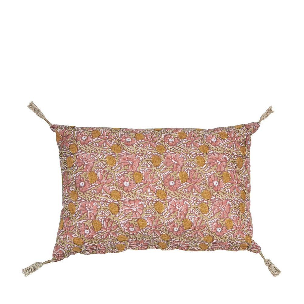 Fabric cushions - JUNGLE cotton cushion cover - Pink - 60 x 40 cm - BLANC D'IVOIRE