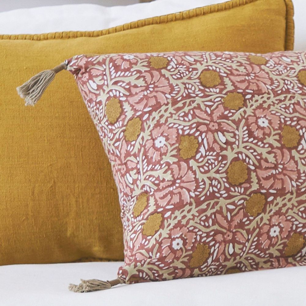 Fabric cushions - JUNGLE cotton cushion cover - Pink - 60 x 40 cm - BLANC D'IVOIRE