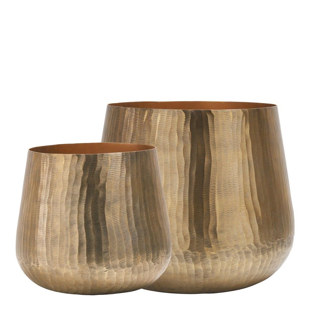 Baskets - Set of Patio aged brass planters - BLANC D'IVOIRE