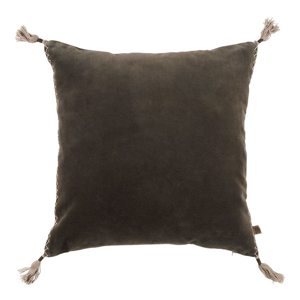 Coussins textile - Housse de coussin MATTEO en velours de coton et lin - Gris charbon - 50 x 50 cm - BLANC D'IVOIRE