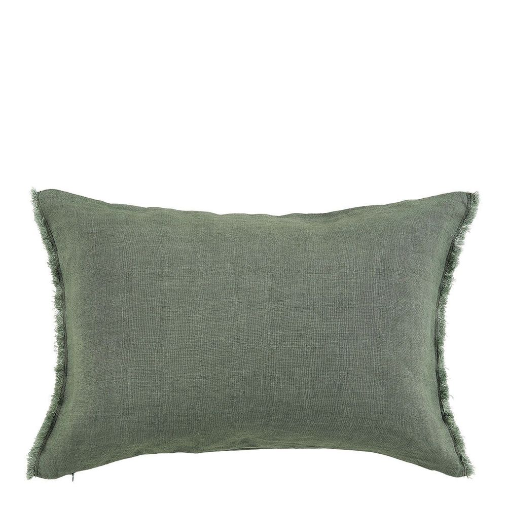 Coussins textile - Housse de coussin CHLOÉ en lin lavé - Céladon - 60 x 40 cm - BLANC D'IVOIRE