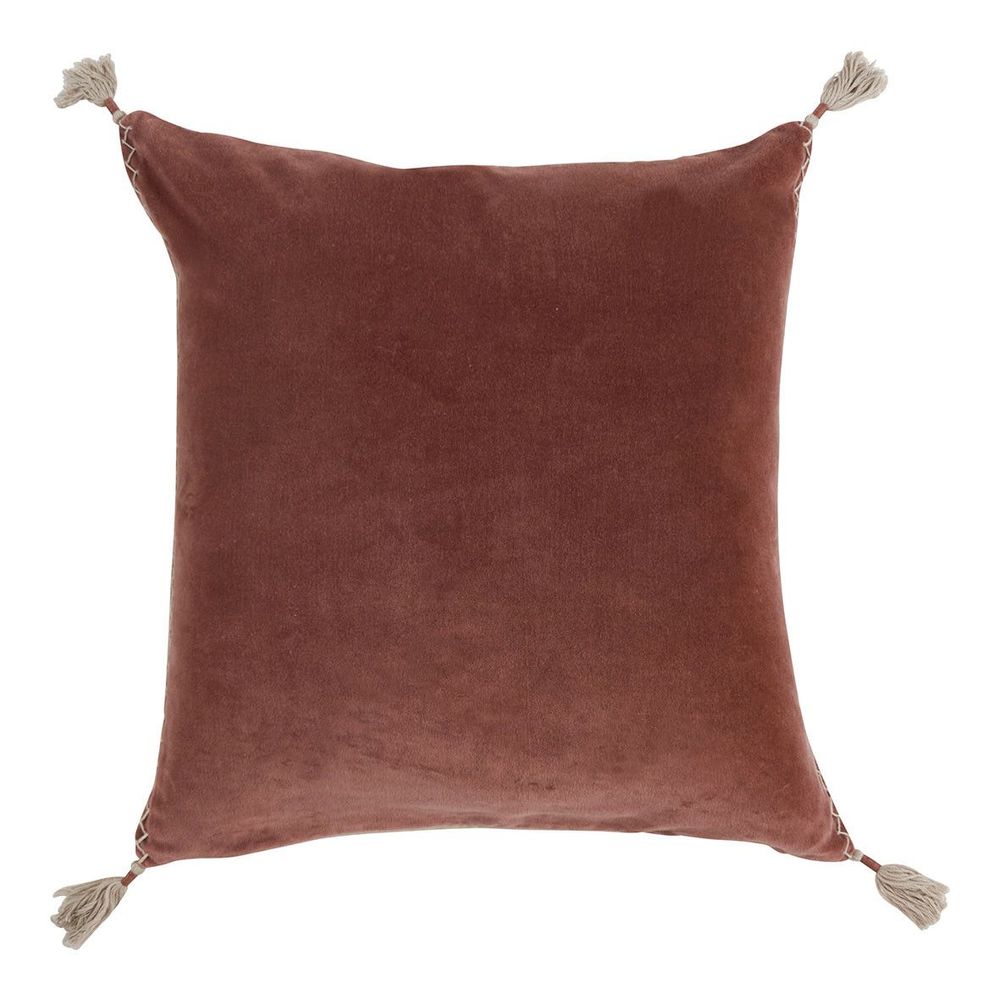 Coussins textile - Housse de coussin MATTEO en velours de coton et lin - Terracotta - 50 x 50 cm - BLANC D'IVOIRE