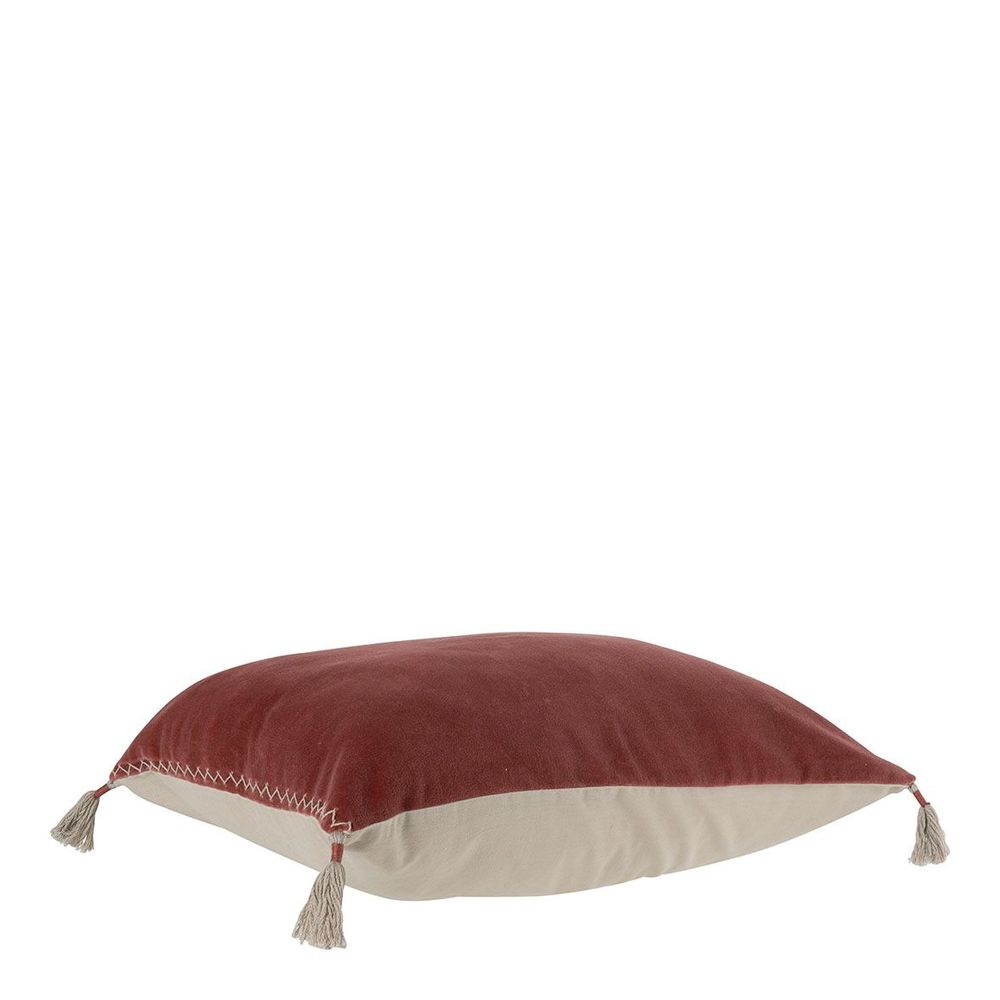 Coussins textile - Housse de coussin MATTEO en velours de coton et lin - Terracotta - 50 x 50 cm - BLANC D'IVOIRE