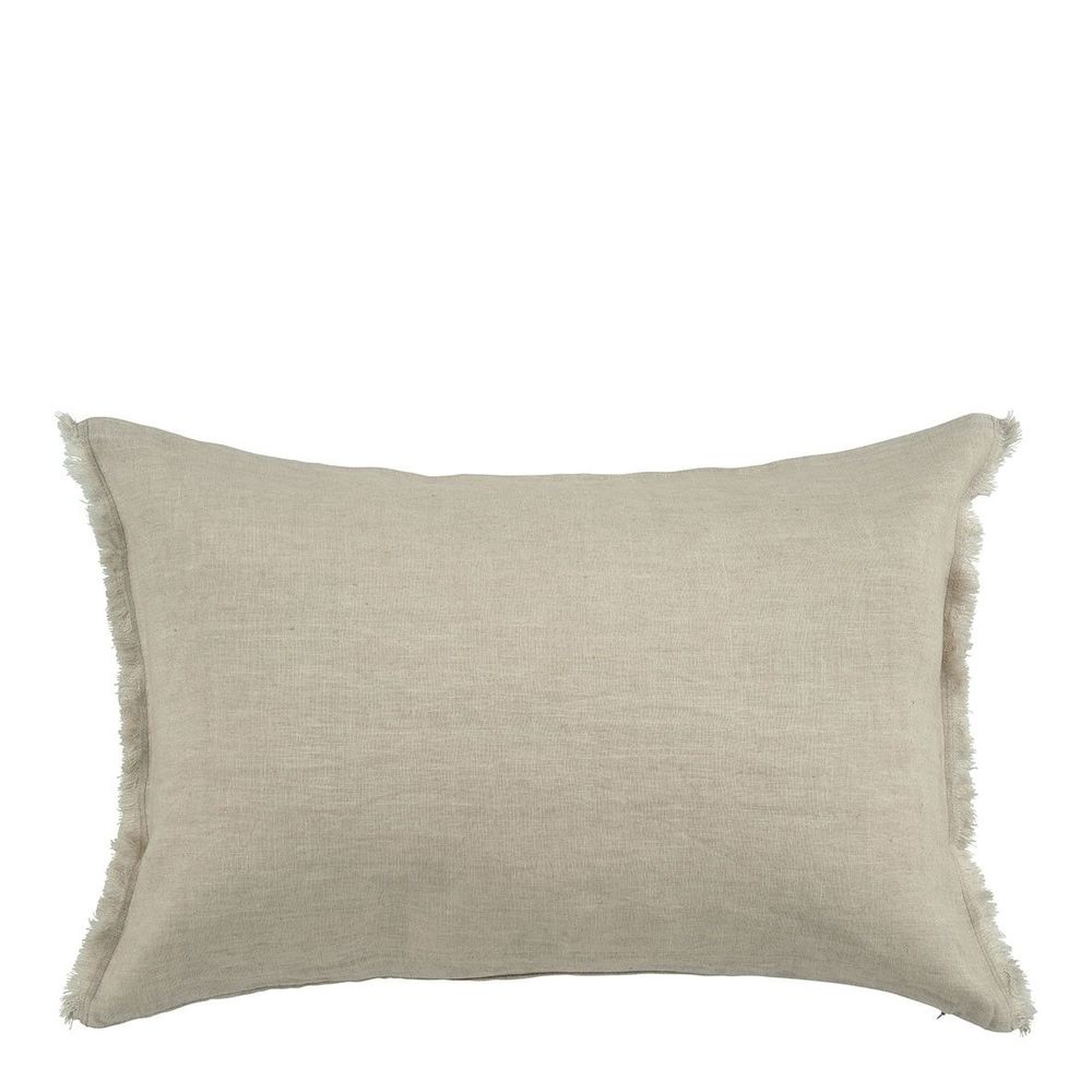 Coussins textile - Housse de coussin CHLOÉ en lin lavé - Naturel - 60 x 40 cm - BLANC D'IVOIRE
