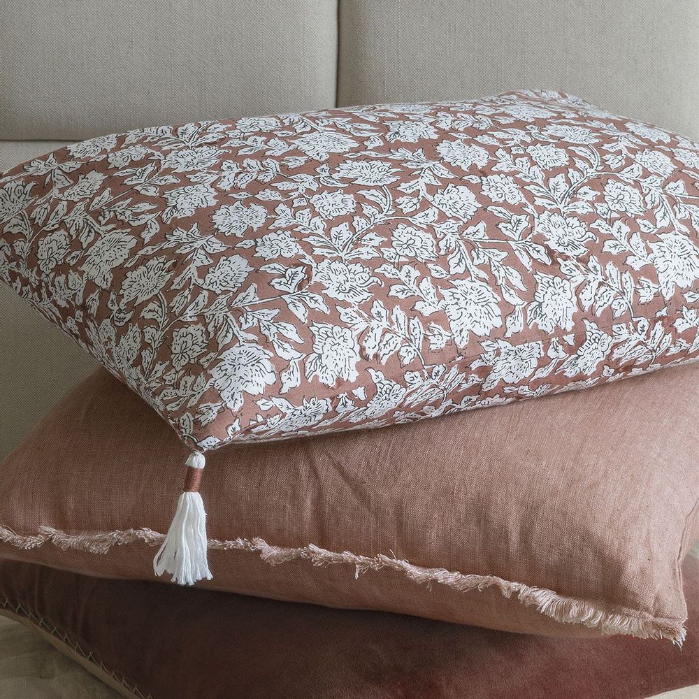 Coussins textile - Housse de coussin EDEN en coton - Terracotta - 60 x 40 cm - BLANC D'IVOIRE
