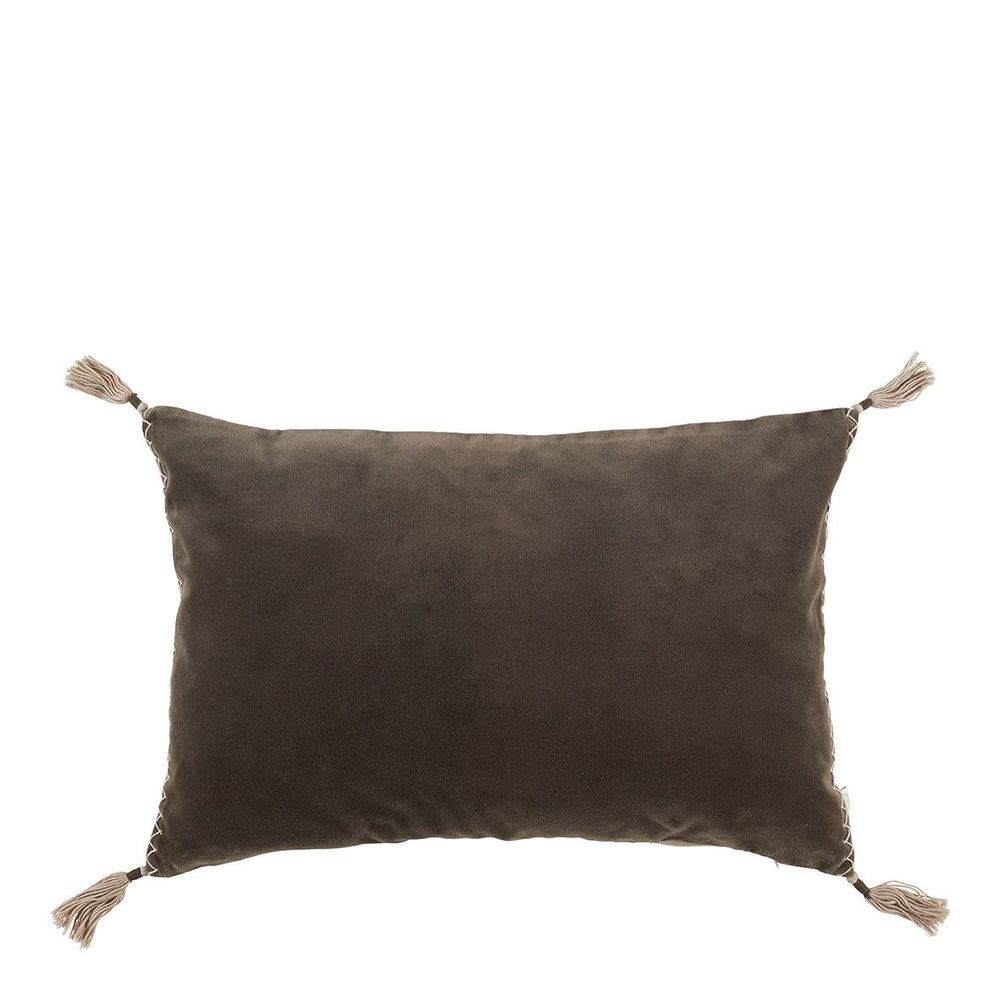 Coussins textile - Housse de coussin MATTEO en velours de coton et lin - Gris charbon - 60 x 40 cm - BLANC D'IVOIRE
