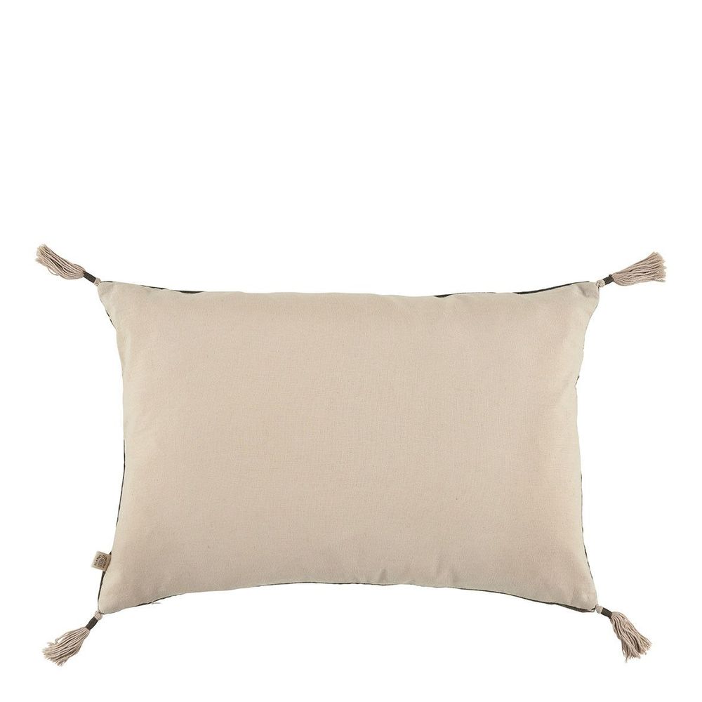 Coussins textile - Housse de coussin MATTEO en velours de coton et lin - Gris charbon - 60 x 40 cm - BLANC D'IVOIRE
