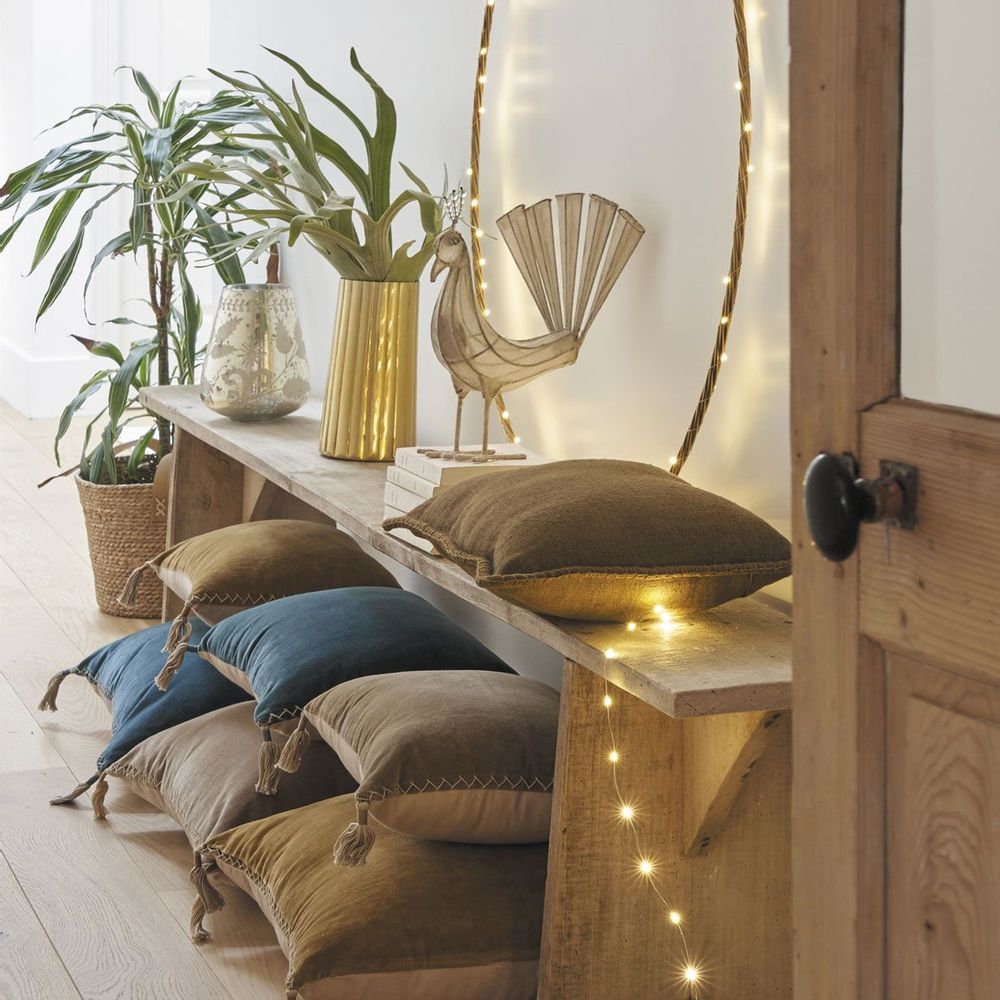 Fabric cushions - MATTEO cushion cover in cotton and linen velvet - Khaki - 30 x 40 cm - BLANC D'IVOIRE
