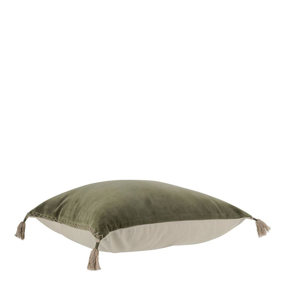 Fabric cushions - MATTEO cushion cover in cotton and linen velvet - Khaki - 30 x 40 cm - BLANC D'IVOIRE