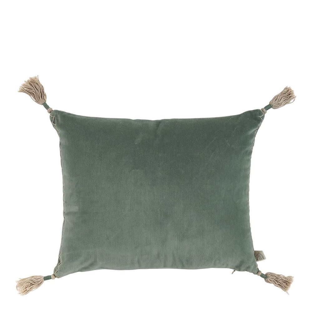 Coussins textile - Housse de coussin MATTEO en velours de coton et lin - Céladon - 30 x 40 cm - BLANC D'IVOIRE