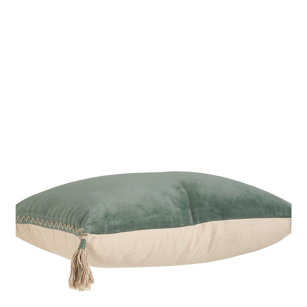 Coussins textile - Housse de coussin MATTEO en velours de coton et lin - Céladon - 30 x 40 cm - BLANC D'IVOIRE
