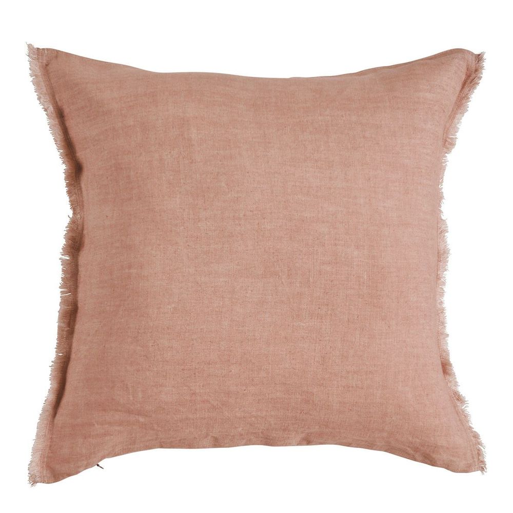 Fabric cushions - CHLOÉ cushion cover in washed linen - Blush - 50 x 50 cm - BLANC D'IVOIRE