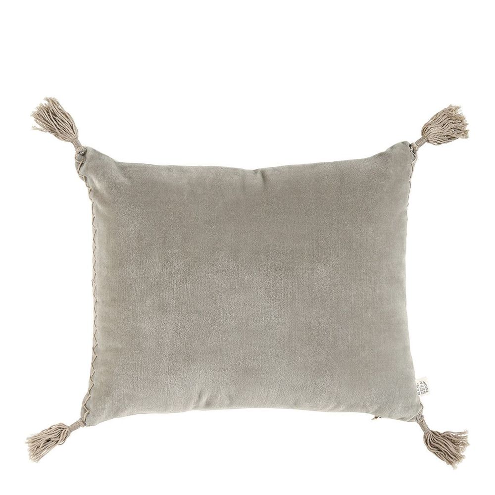 Cushions - MATTEO velvet and linen cushion - Gray - BLANC D'IVOIRE