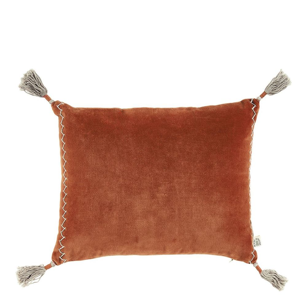 Fabric cushions - MATTEO cushion cover in cotton and linen velvet - Burnt Orange - 30 x 40 cm - BLANC D'IVOIRE