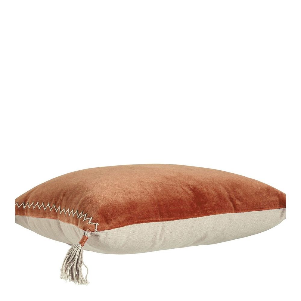 Fabric cushions - MATTEO cushion cover in cotton and linen velvet - Burnt Orange - 30 x 40 cm - BLANC D'IVOIRE