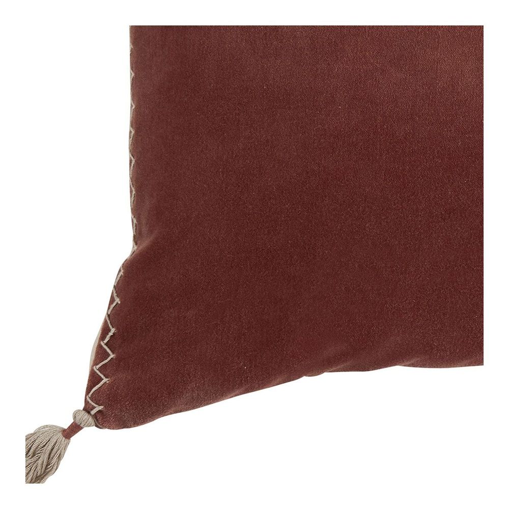 Coussins textile - Housse de coussin MATTEO en velours de coton et lin - Terracotta - 60 x 40 cm - BLANC D'IVOIRE