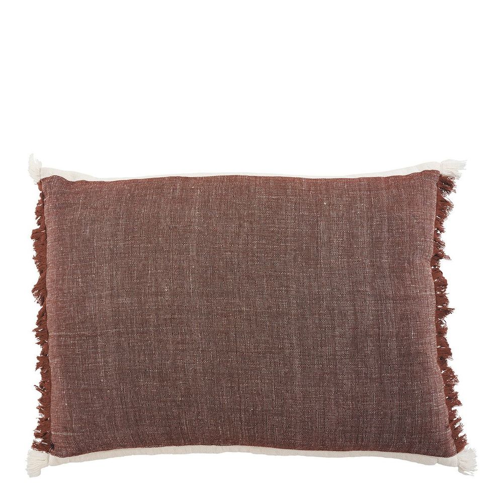 Cushions - ASTRID cotton and linen cushion - Terracotta - BLANC D'IVOIRE